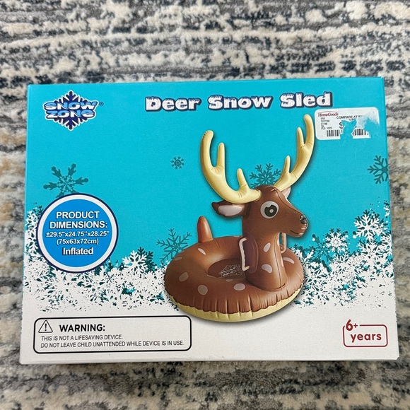 NEW IN BOX - Inflatable Deer Snow Sled by Snow Zone - Picture 2 of 5